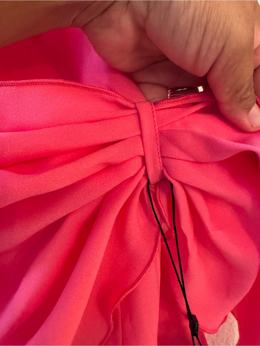 superdown Hot Pink Strapless Ruched Mini Dress with Side Ruffle - Picture 8 of 16